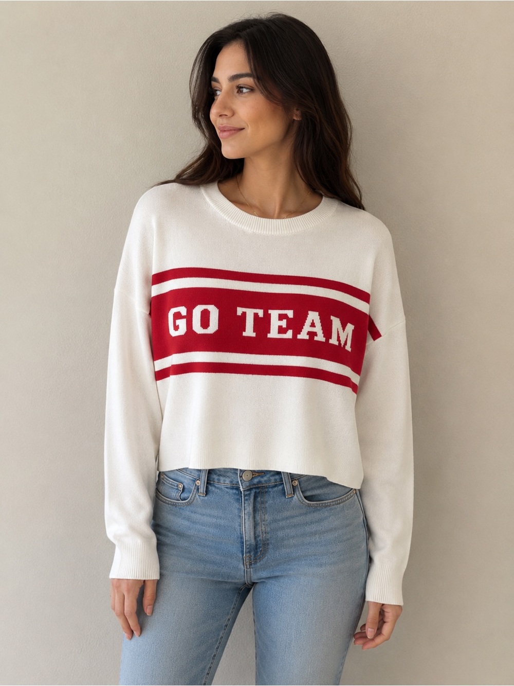 Francesca’s Go Team Varsity Stripe Oversized Sweater XS NWT